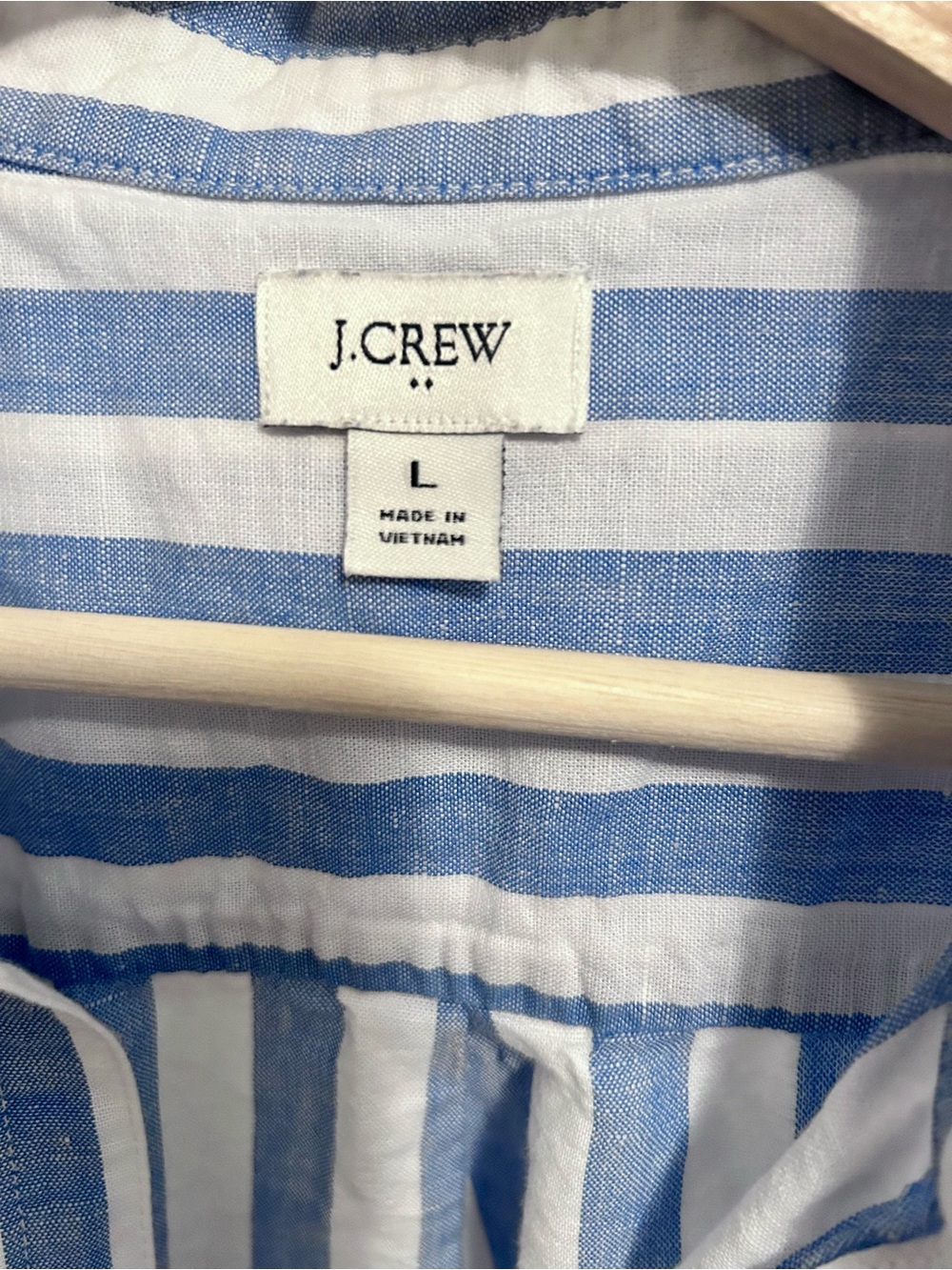 J.Crew Linen Cotton Sleeveless Popover Shirt in light blue stripe size L - Picture 4 of 5
